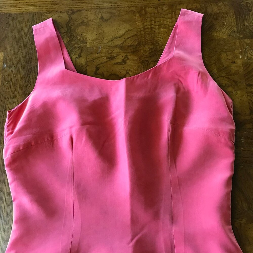 Vintage 80's Silk Pencil Dress Rose Pink Cocktail Party Evening Minimali…